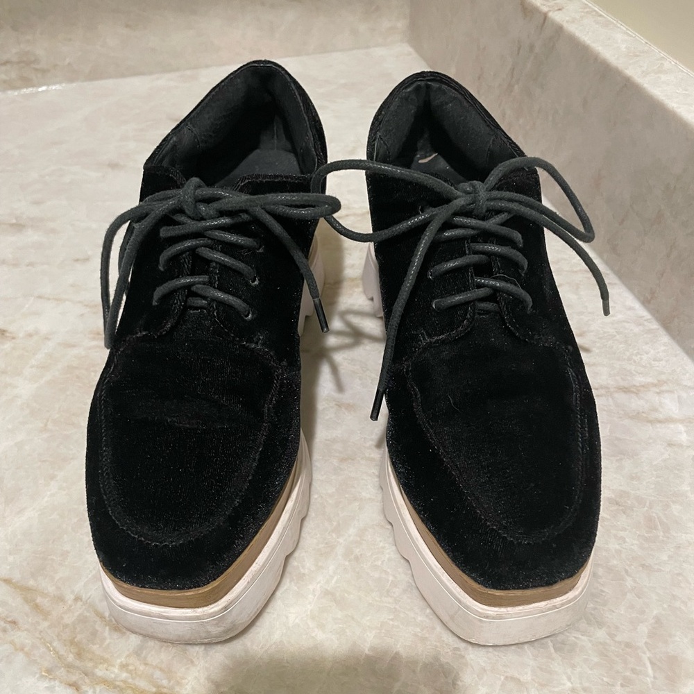 Sol Sana Black Velvet Platform Shoes